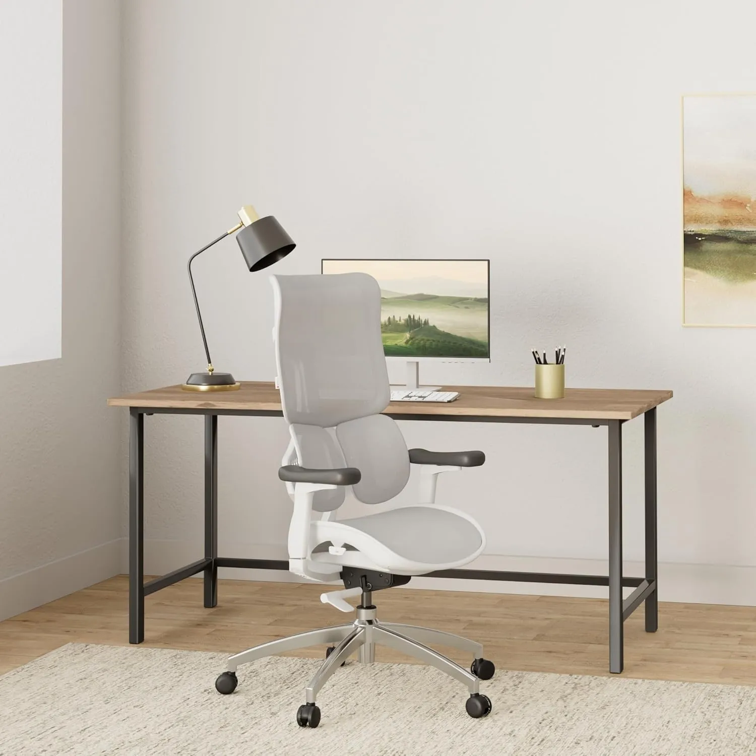 Sihoo Doro S100 mesh office chair positioned at a desk in a small bedroom