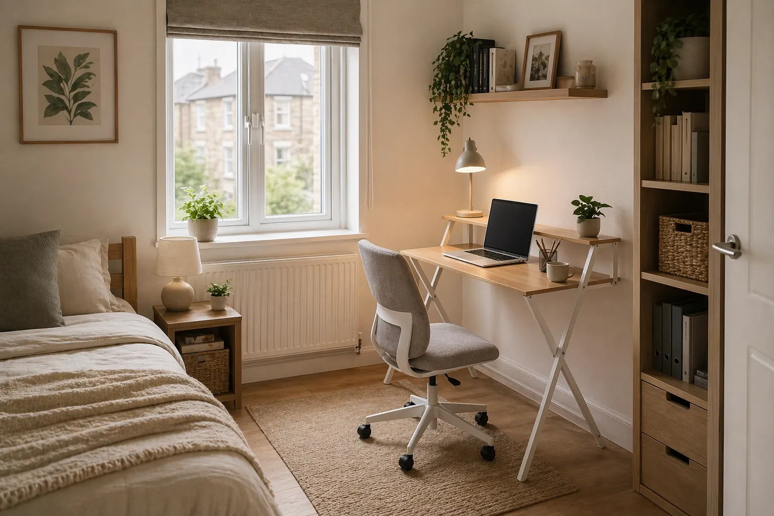 WOLTU 6-cube storage unit styled in a small bedroom desk setup